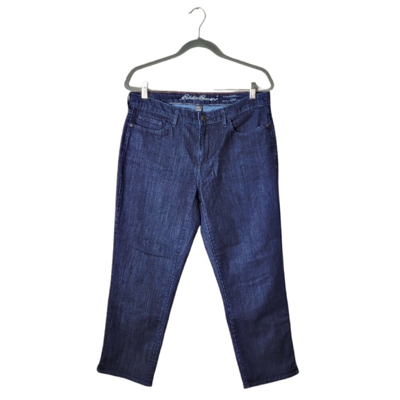 Eddie Bauer Dark Wash Curvy Crop Jeans - Picture 1 of 12